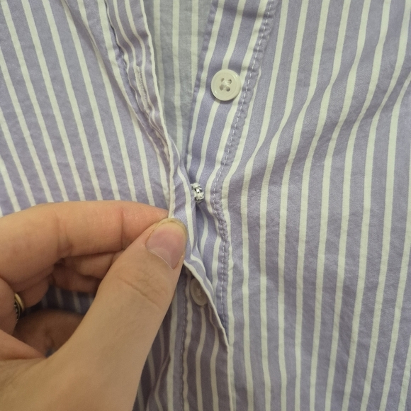 RW&CO Purple White Striped Button Down Blouse With Puff Sleeves – Size S - Picture 4 of 7